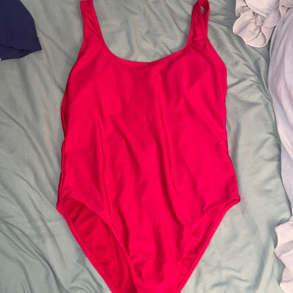 Red one piece bathing suit